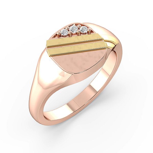 Pave Setting Round Rose Gold two-tone Unique Men's Wedding Bands Diamond Rings