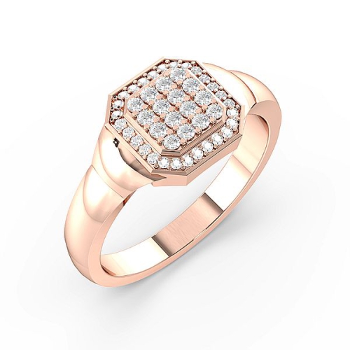 Pave Setting Round Rose Gold Orbital Unique Men's Wedding Bands Diamond Rings