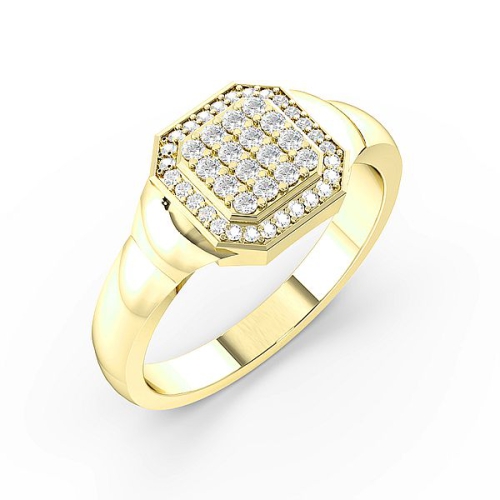 Pave Setting Round Yellow Gold Orbital Diamond Rings