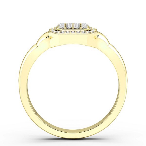 Pave Setting Round Yellow Gold Orbital Diamond Rings