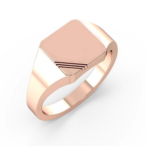 Rose Gold Square line signet Plain Ring Wedding Rings & Bands