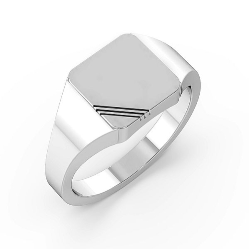 Square Line Signet Men's Plain Wedding Band