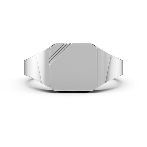 Square Line Signet Men's Plain Wedding Band