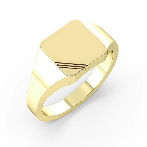Yellow Gold Square line signet Wedding Rings & Bands
