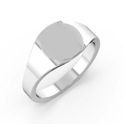 Round Signet Ring Men's Plain Wedding Band