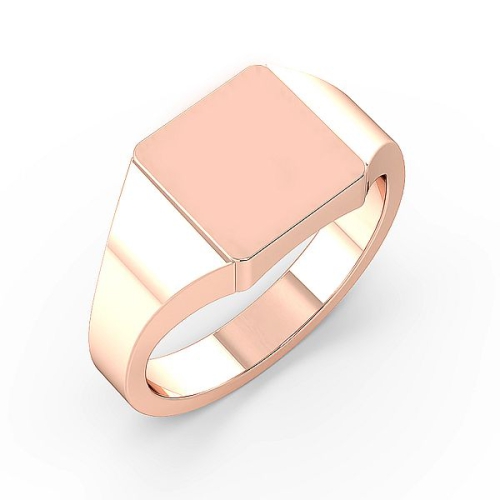 Rose Gold Smooth corner square signet Diamond Band Wedding Rings & Bands