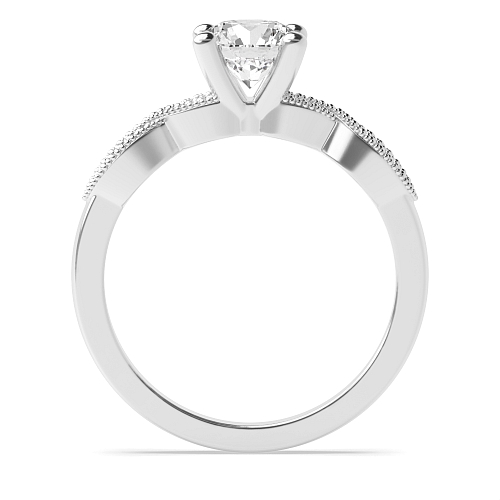 4 Prong Round Crossover miligrain shoulder side Lab Grown Diamond Antique Engagement Rings