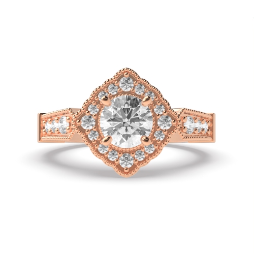 4 Prong Round Rose Gold Antique Vintage Wedding Engagement Rings