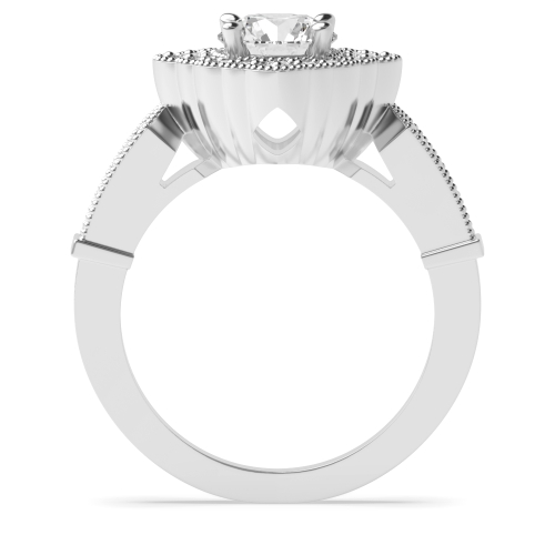 4 Prong Round Lab Grown Diamond Antique Engagement Rings