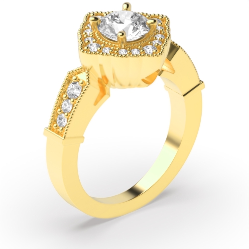 4 Prong Round Yellow Gold Antique Vintage Engagement Rings