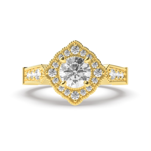 4 Prong Round Yellow Gold Antique Vintage Engagement Rings