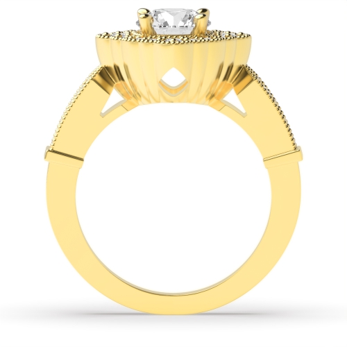 4 Prong Round Yellow Gold Antique Vintage Engagement Rings