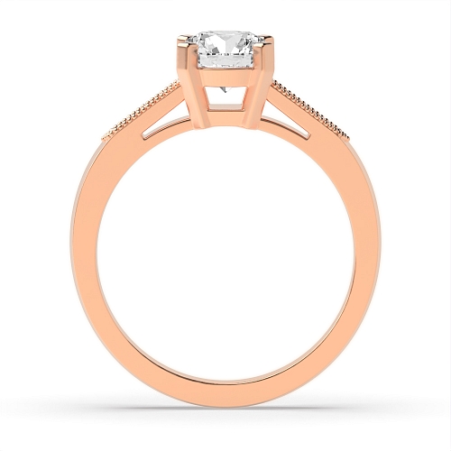 4 Prong Round Rose Gold Miligrain side Engagement Rings