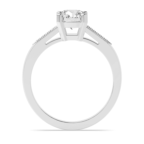 4 Prong Round Miligrain side Side Stone Engagement Rings