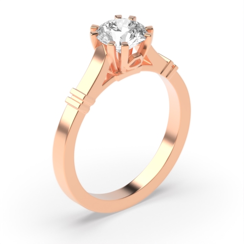 Round 8 Claws Thick Shoulder Solitaire Diamond Engagement Rings