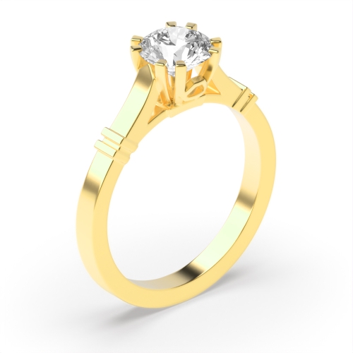Round 8 Claws Thick Shoulder Solitaire Diamond Engagement Rings