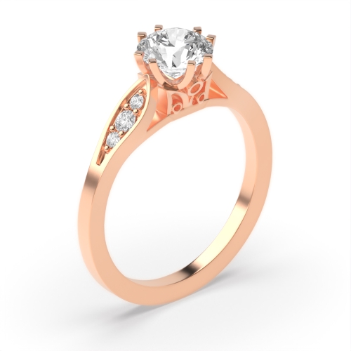 6 Prong Round Rose Gold Unique Unusual Engagement Rings