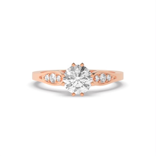 6 Prong Round Rose Gold Unique Unusual Engagement Rings