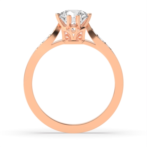 6 Prong Round Rose Gold Unique Unusual Engagement Rings