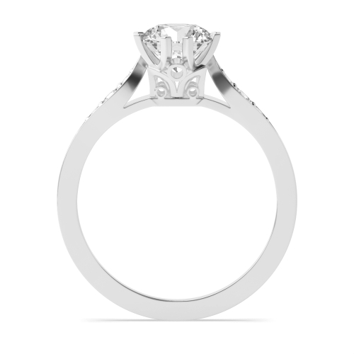 6 Prong Round Unique Naturally Mined Diamond Engagement Rings