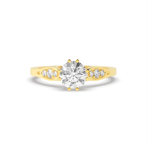 6 Prong Round Yellow Gold Unique Engagement Rings