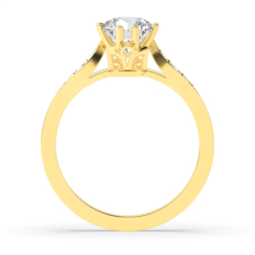 6 Prong Round Yellow Gold Unique Engagement Rings