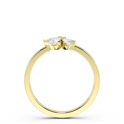 4 Prong Marquise Yellow Gold Unique elegant Toi Et Moi Diamond Rings