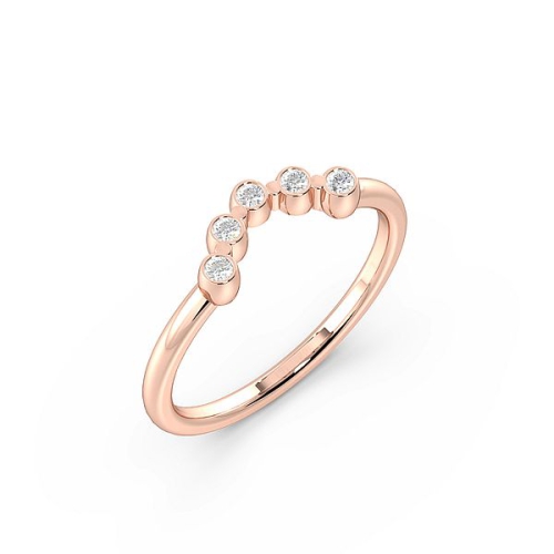 Bezel Setting Round Rose Gold Wishbone promise Eternity Diamond Rings