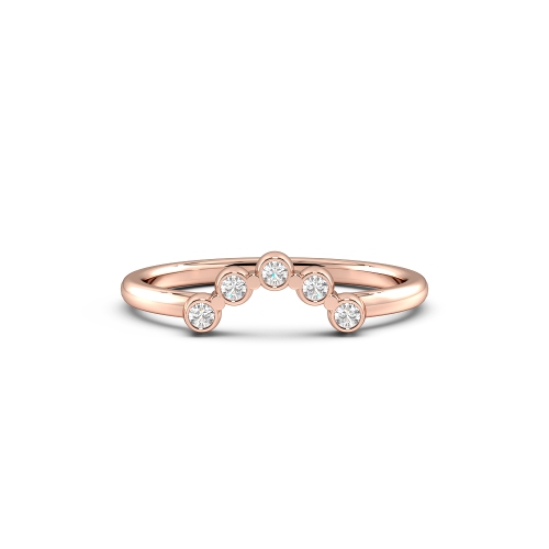 Bezel Setting Round Rose Gold Wishbone promise Eternity Diamond Rings