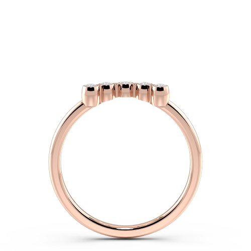 Bezel Setting Round Rose Gold Wishbone promise Eternity Diamond Rings