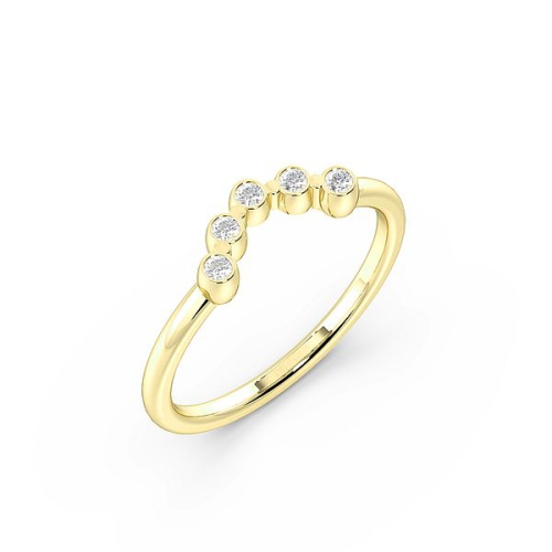 Bezel Setting Round Yellow Gold Wishbone promise Eternity Diamond Rings