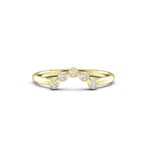 Bezel Setting Round Yellow Gold Wishbone promise Eternity Diamond Rings