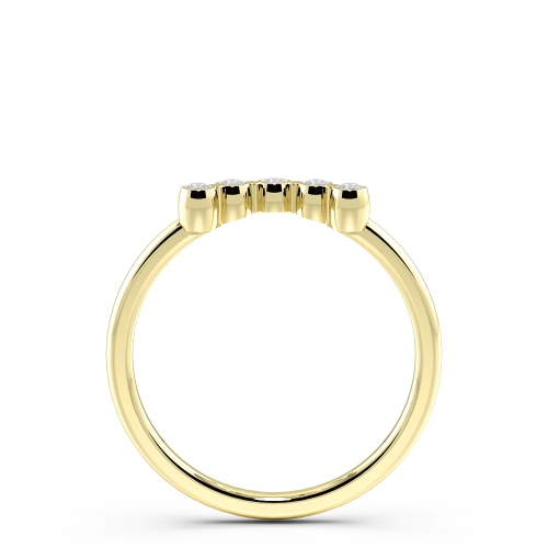 Bezel Setting Round Yellow Gold Wishbone promise Eternity Diamond Rings