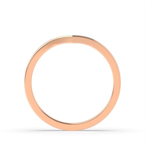 Pave Setting Round Rose Gold Wishbone wedding Eternity Diamond Rings