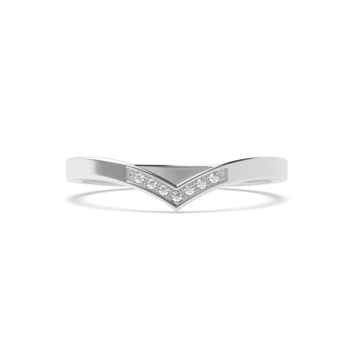 Pave Setting Round Wishbone wedding Half Eternity Diamond Rings