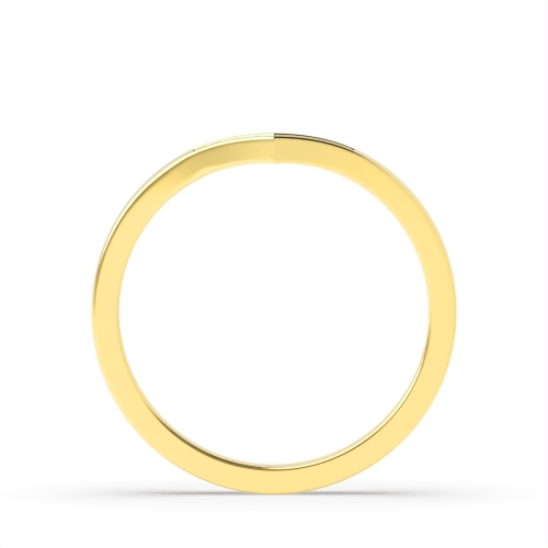 Pave Setting Round Yellow Gold Wishbone wedding Eternity Diamond Rings