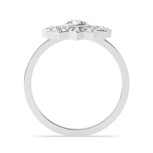 Bezel Setting Round Flower Naturally Mined Diamond Engagement Rings