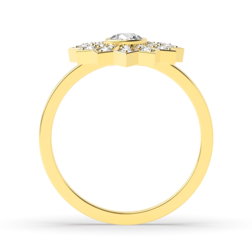 Bezel Setting Round Yellow Gold Flower Engagement Rings