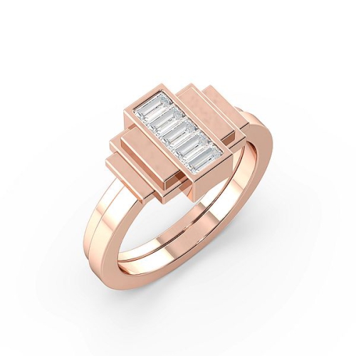 Channel Setting Baguette Rose Gold Unique Unusual Engagement Rings