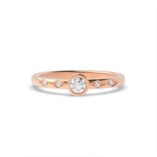 Bezel Setting Round Rose Gold petite Minimalist Engagement Rings
