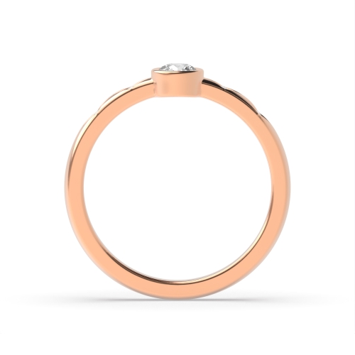 Bezel Setting Round Rose Gold petite Minimalist Engagement Rings