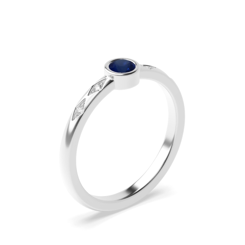 Bezel Setting Round petite Blue Sapphire Minimalist Engagement Rings