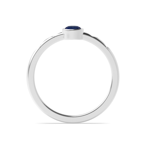 Bezel Setting Round petite Blue Sapphire Minimalist Engagement Rings