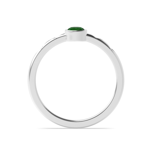 Bezel Setting Round Minimalist petite Emerald Unusual Engagement Rings