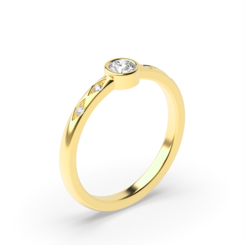 Bezel Setting Round Yellow Gold Minimalist petite Unique Engagement Rings