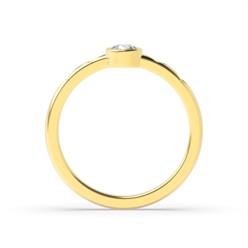 Bezel Setting Round Yellow Gold Minimalist petite Unique Engagement Rings