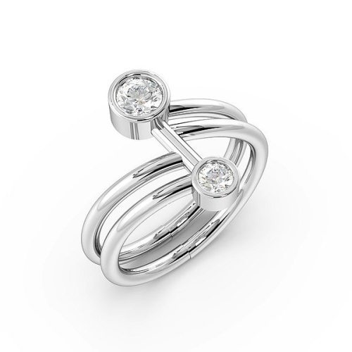 Bezel Setting Round Two Diamond Rings