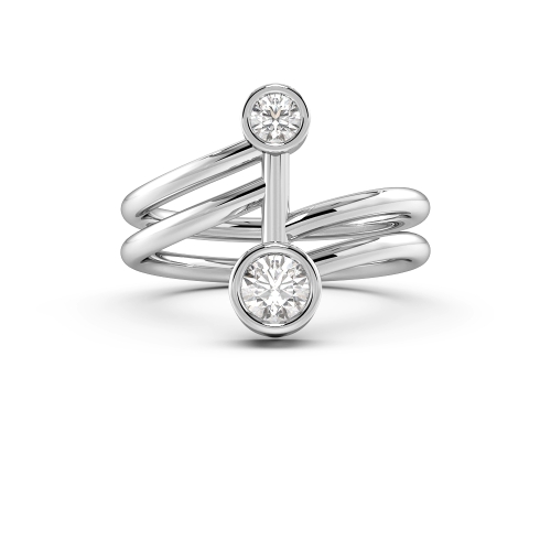 Bezel Setting Round Two Diamond Rings