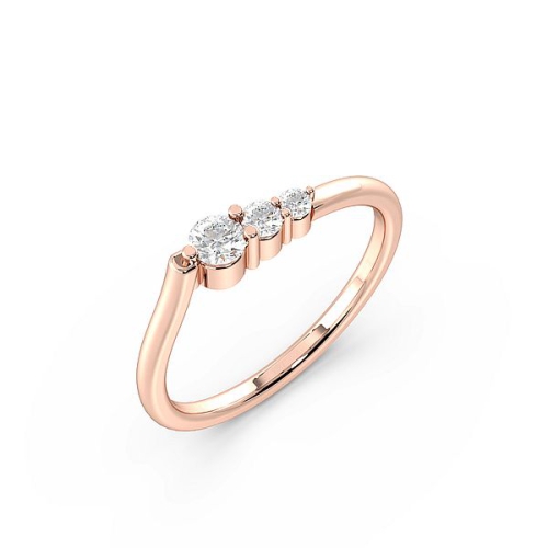 4 Prong Round Rose Gold Graduating Trilogy Diamond Rings