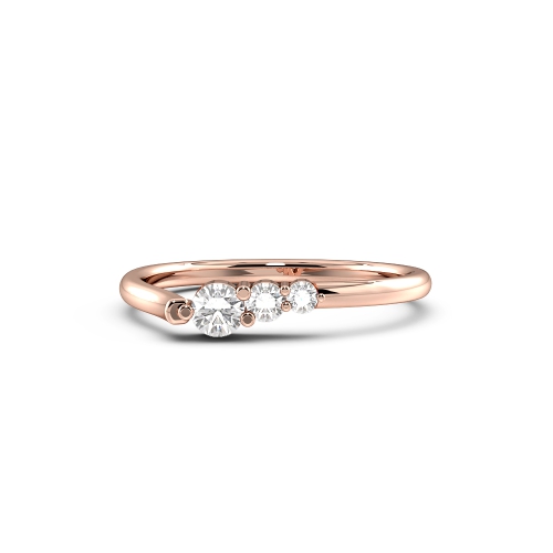 4 Prong Round Rose Gold Graduating Trilogy Diamond Rings
